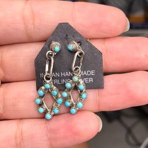 Native American Zuni turquoise dangle earrings